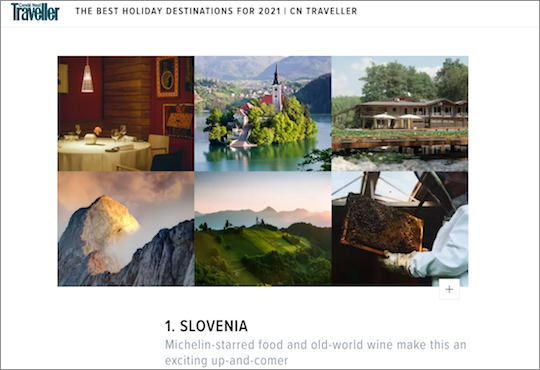 Traveller magazine highlights Slovenia as best destination for 2021